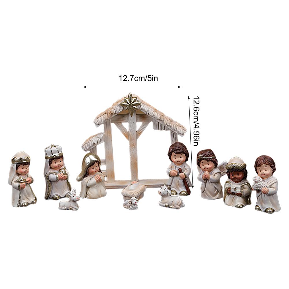 2025 new Christmas Nativity Sets Resin Nativity Figurine Collection Religious Holiday Baby Jesus Nativity Mantle Shelf Decor