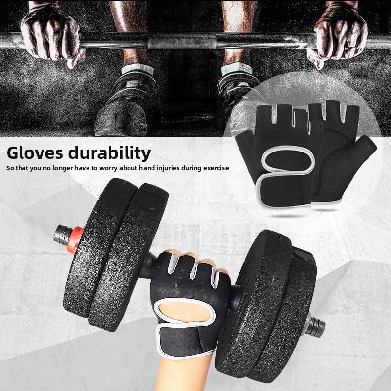 Unisex Dumbbell Equipment Horizontal Bar Exercise Wrist Guard Gym Half Finger Sports Non-slip Gloves