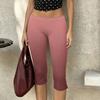 Women Milk Silk Gradient Print Casual Pants Mid Waist Stretchy Slim Fit Cropped Length Soft Lightweight Bottoms for Daily Wear