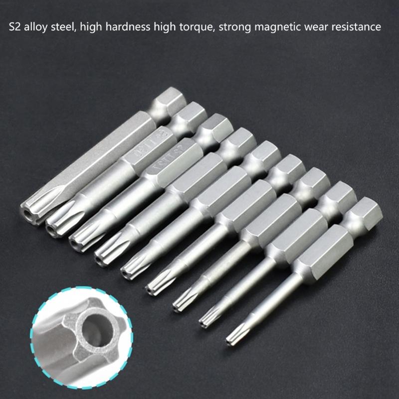 10Pcs 50mm Blossom Head Screwdriver Bit Set 1/4inch Hex Security Screwdriver Drill Magnetic Screwdriver Bit Tool