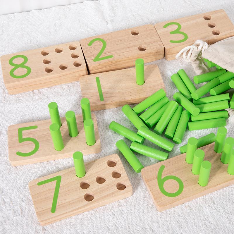 Math building block enlightenment stick number quantity learning pairing wooden teaching aids 3-6 years old early