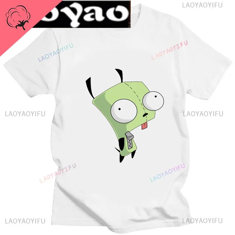Cute Cartoon Invader Zim Gir Graphic Tshirt Image Cotton Women Men Retro Tees Unisex Adult Harajuku Fun Fashion Streetwear Tops