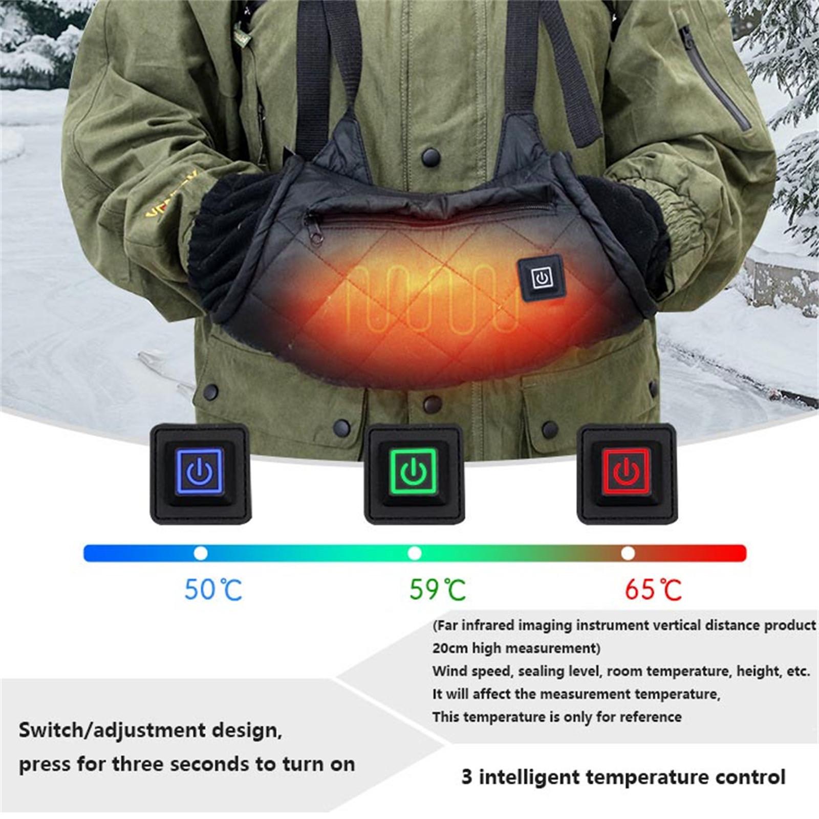 

Outdoor Camping Heated Hand Warmer Gloves Portable Rechargeable Hand Muff with Adjustable Straps for Cold Weather Activities One Size чорний