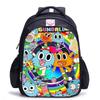 Zaino Scuola per Bambini, Testa Grande Gatto Blu Forrest Gump Scuola di Animazione, Tessuto Oxford Nero Resistente allo Sporco Grande Capacità.