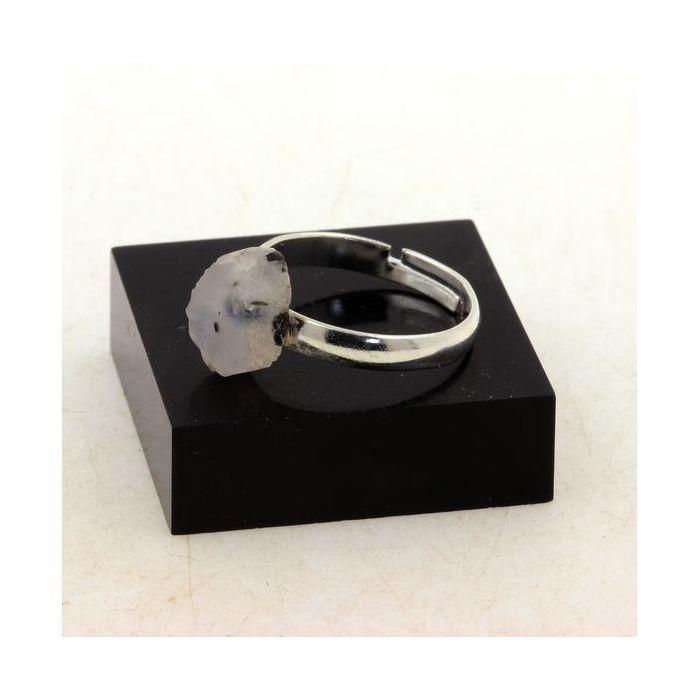 Pierres et Minéraux. Bague Pierre de Lune brut plaqué argent. 9.01 ct. Taille réglable.