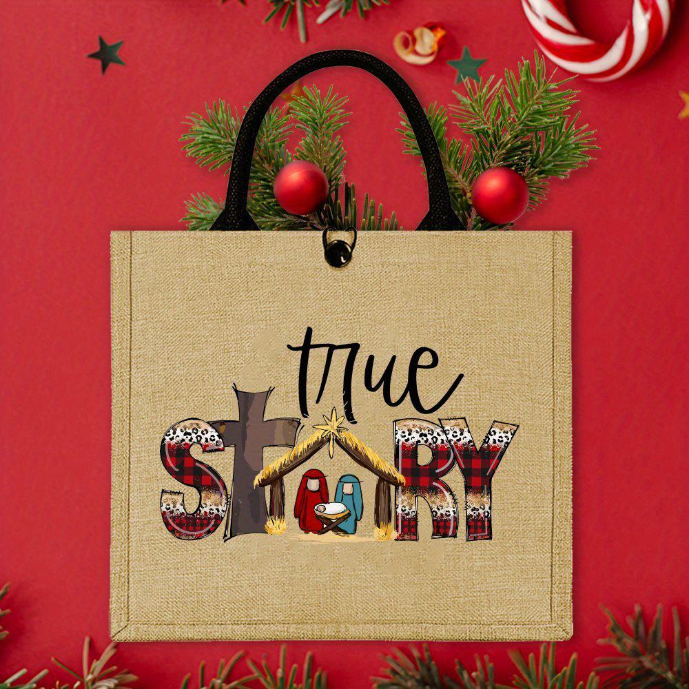 

Рождественская сумка-тоут из джута с изображением Рождества для покупок, путешествий и активного отдыха