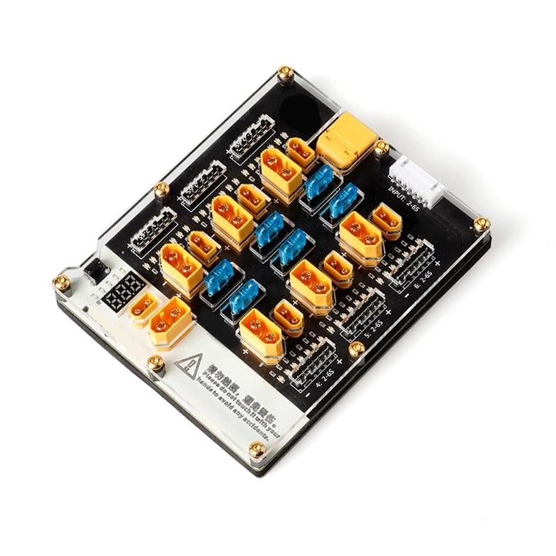 6 Way Battery Balance Charger Board 40A XT60 XT30 Plugs Supports 2-6S Integrated Discharge Auto Resetting Heat Fuses