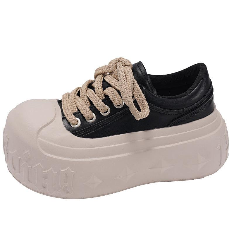 Muffin platformové bílé boty dámské podzim 2025 nové populární malé pánské zvýšení výšky všestranné ležérní boty s velkou hlavou chlebové boty