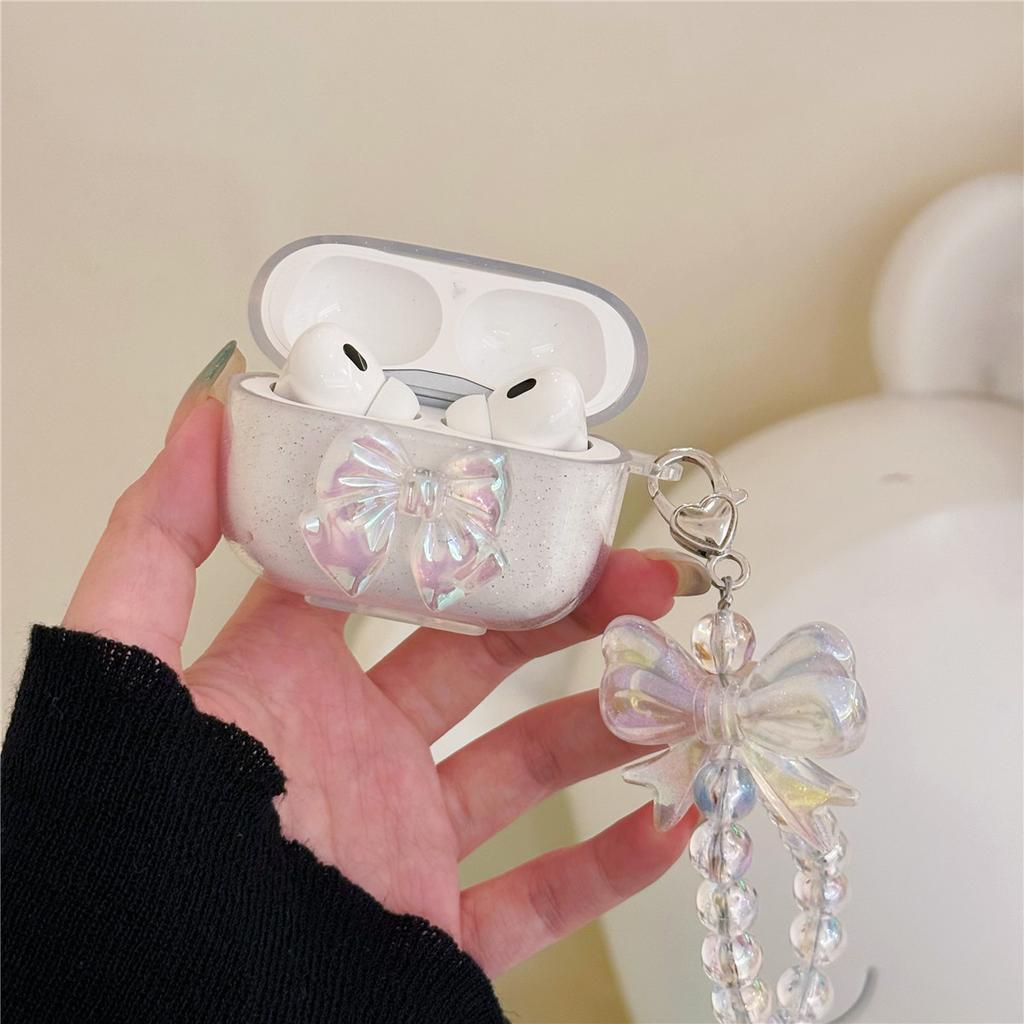 The New Glitter Bow Is Suitable for Apple AirPods 11th Generation Bluetooth Headset Protective Case Pro1st Generation Headset Case