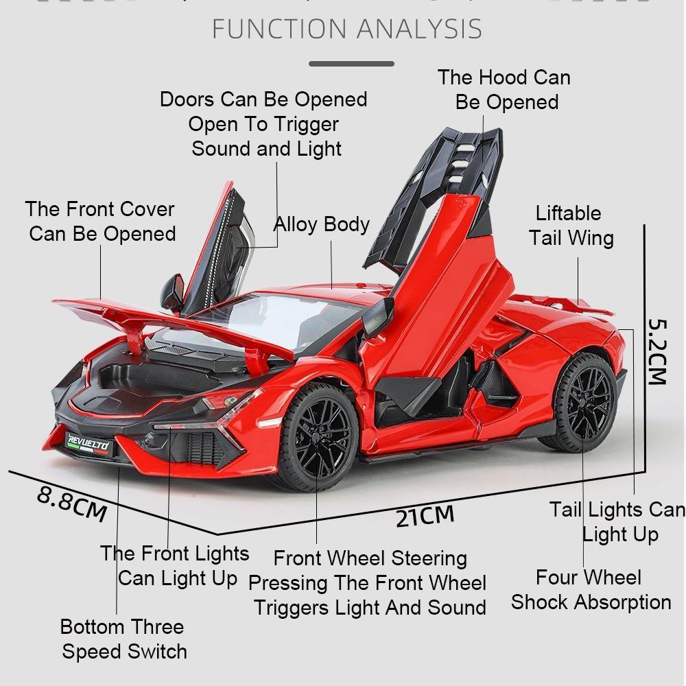 1/24 Lamborghini Revuelto Sports Car Toy Model Alloy Die Cast Four Wheel Suspension All Car Doors Can Be Opened Vehicle Models Collect Gifts