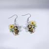 Sunflower & Bee Acrylic Animal Earrings