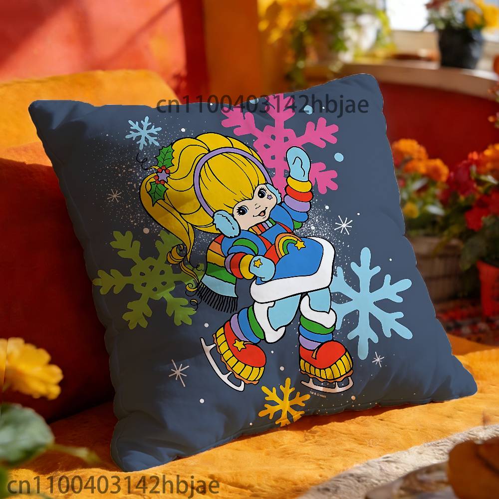 R-Rainbow B-Brite Throw Pillow Case For 45x45cm 55x55cm 30x30cm Square Car Pillowcase Home Bedchamber Decor Gift