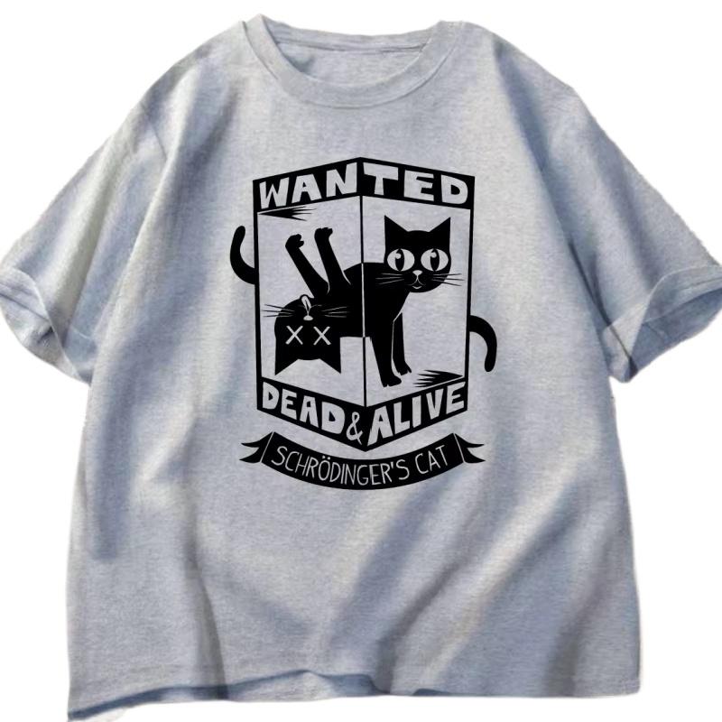 Funny Black Cat Tshirts Cotton Causal Loose Tshirt Printed Round Neck Short Sleeve Cat Lover T Shirt Harajuku Streetwear