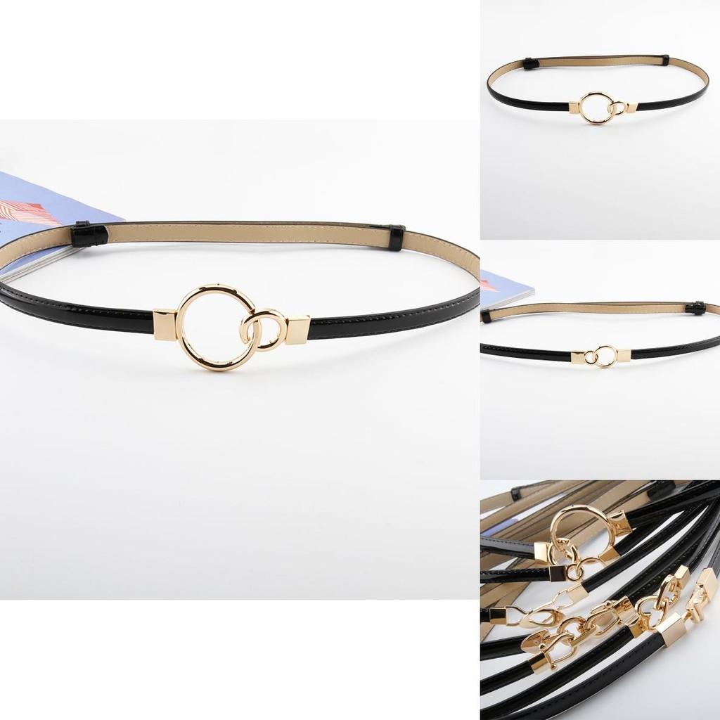 Simple Solid Color Ring Buckle Decoration Women Slim Waist Belt For Daily Wear