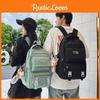 Color Solid Simple Checkered Texture Student Backpack With Plush Pendant