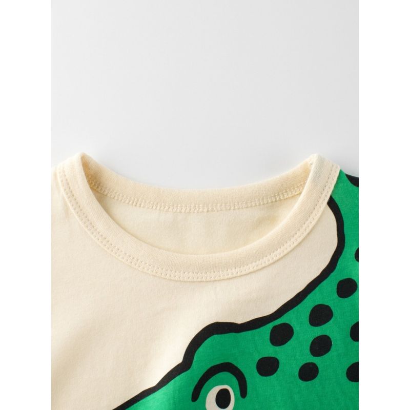 27kids K-style Children's Clothing Summer Kids Short Sleeve T-shirt Top Boys Dinosaur Clothes Baby Cotton Base Shirt