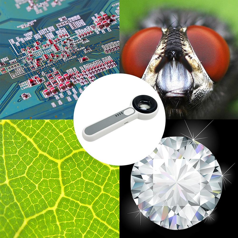 Lupa de Mão 60X com Luz LED Lupa Iluminada Iluminação Lupa de Livro para Ler Jornal Joias