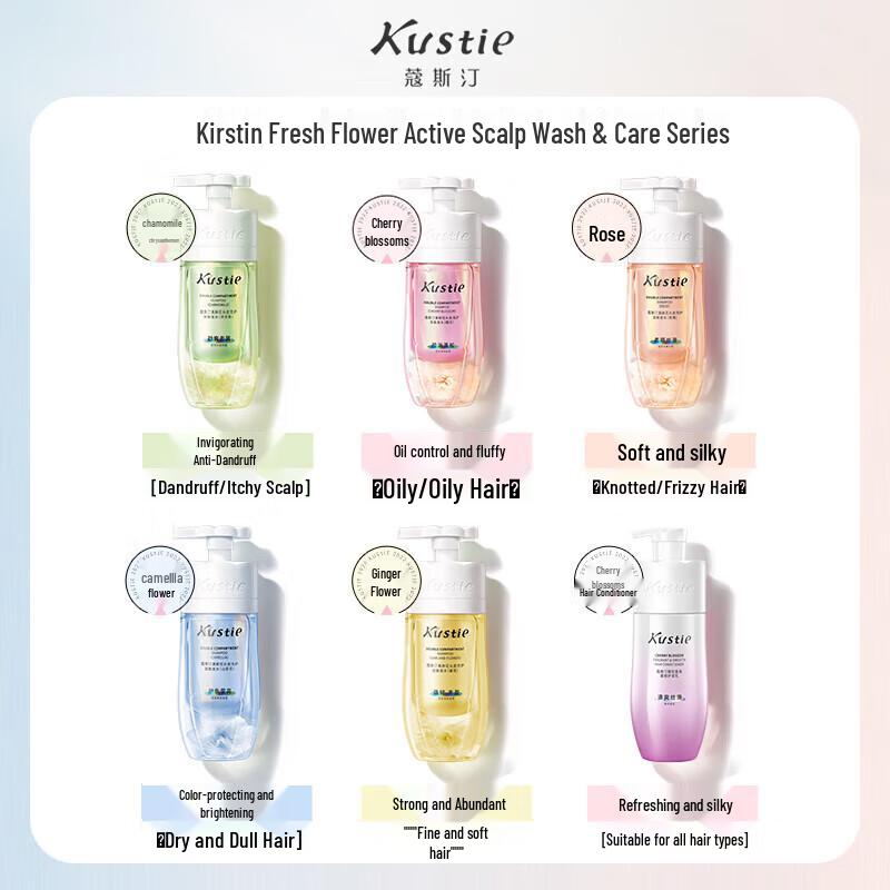 Kustie Dual-Chamber Cherry Blossom & Rose Hair & Body Care Set