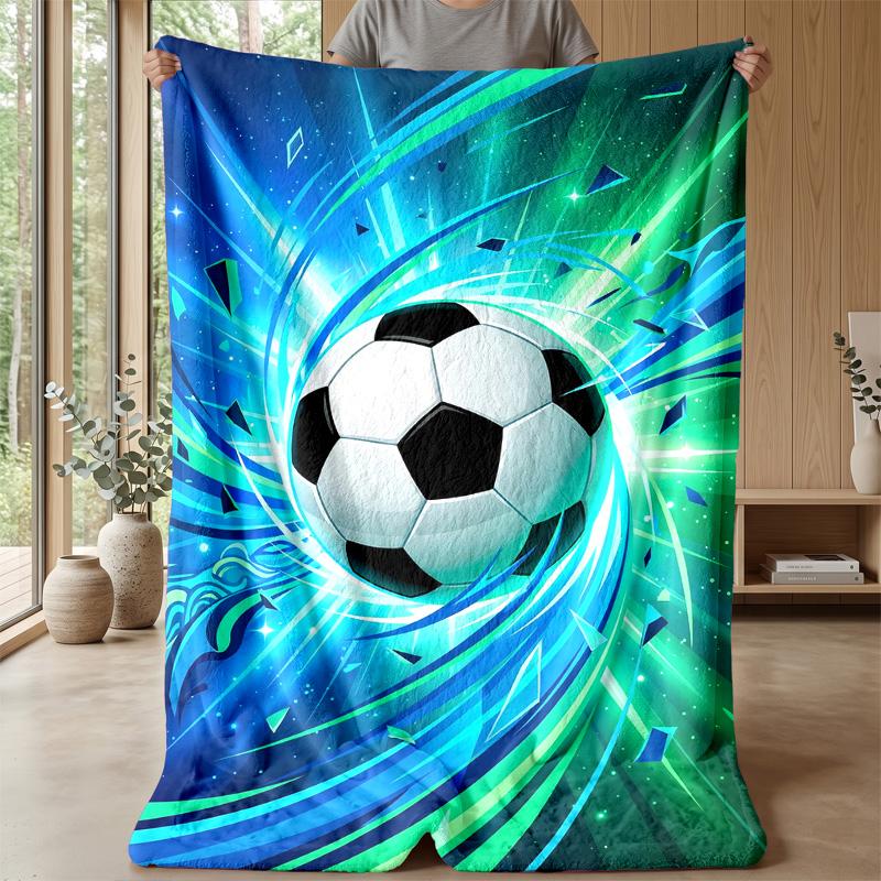 Soccer Ball in Motion 2 Theme blanket Lightweight Warm Flannel Blanket Decorative Throw Blanket for Home Decoration
