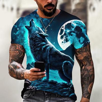 Vintage Varg 3D-tryck Herr T-shirts Djur Ledig Gata Herr Sporttopp Kortärmad Oversized T-shirt Herrkläder Sommar