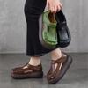 Johnature Retro Genuine Leather Roman Sandals Comfortable And Versatile Round Toe Thick Soled Women's Shoes