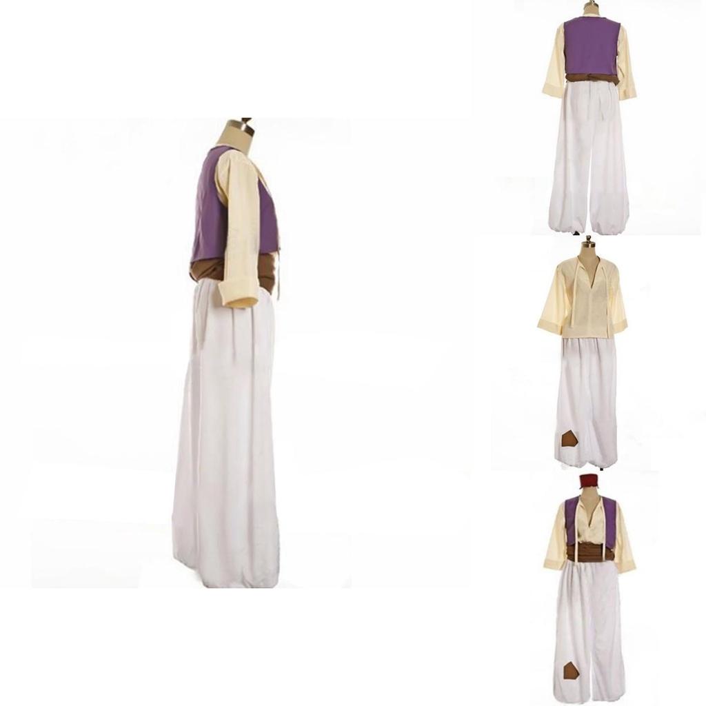 Enchanting Mens Adult Prince Aladdin Cosplay Costume Outfit With Elegant Hat