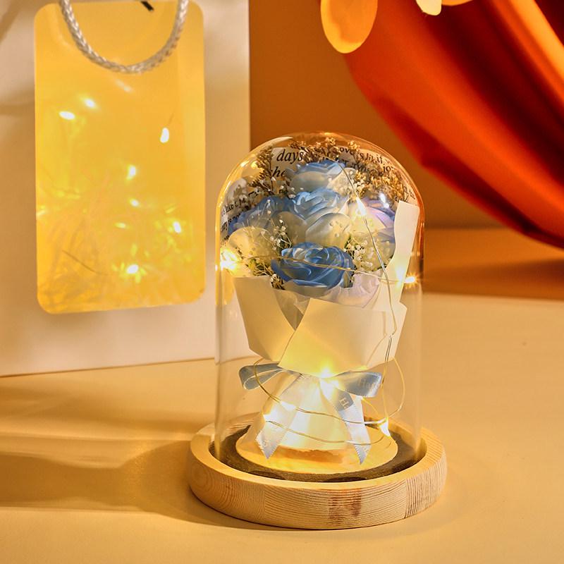 March 8th Women's Day Eternal Rose Glass Dome Bouquet - Ideal Birthday Gift for Girlfriend or Mom
