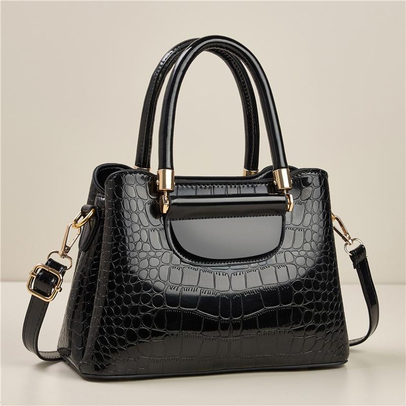 New Solid Color Women's Large Capacity Single Shoulder Crossbody Bag with Crocodile Pattern Handbag Multifunctial Fashi Bag