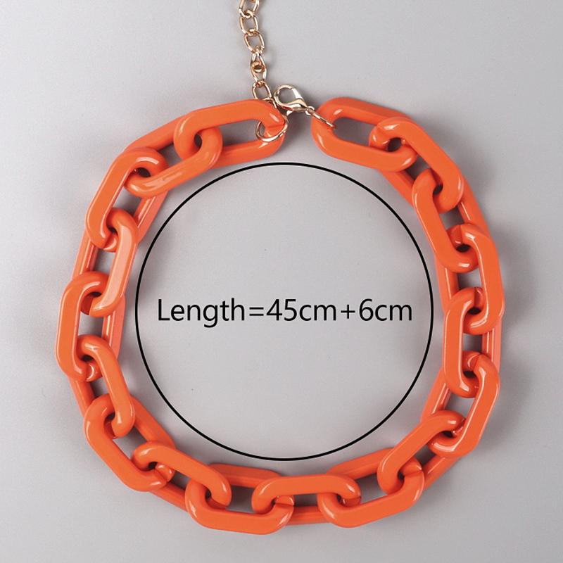 Punk Neonfarbe Acryl Dicke Kette Halskette für Frauen Hip Hop Große Gliederkette Orange Blau Rosa Grün Halskette Damenschmuck