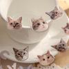 3pcs/pack Cat Head Flat Stickers Animal Stickers Kawaii Cartoon Sticker Cute Handbook DIY Material Decorative Scrapbook Stickers