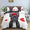 Bulldog Dog Roses Bedding Set Boys Girls Twin Queen Size Duvet Cover Pillowcase Bed Adult