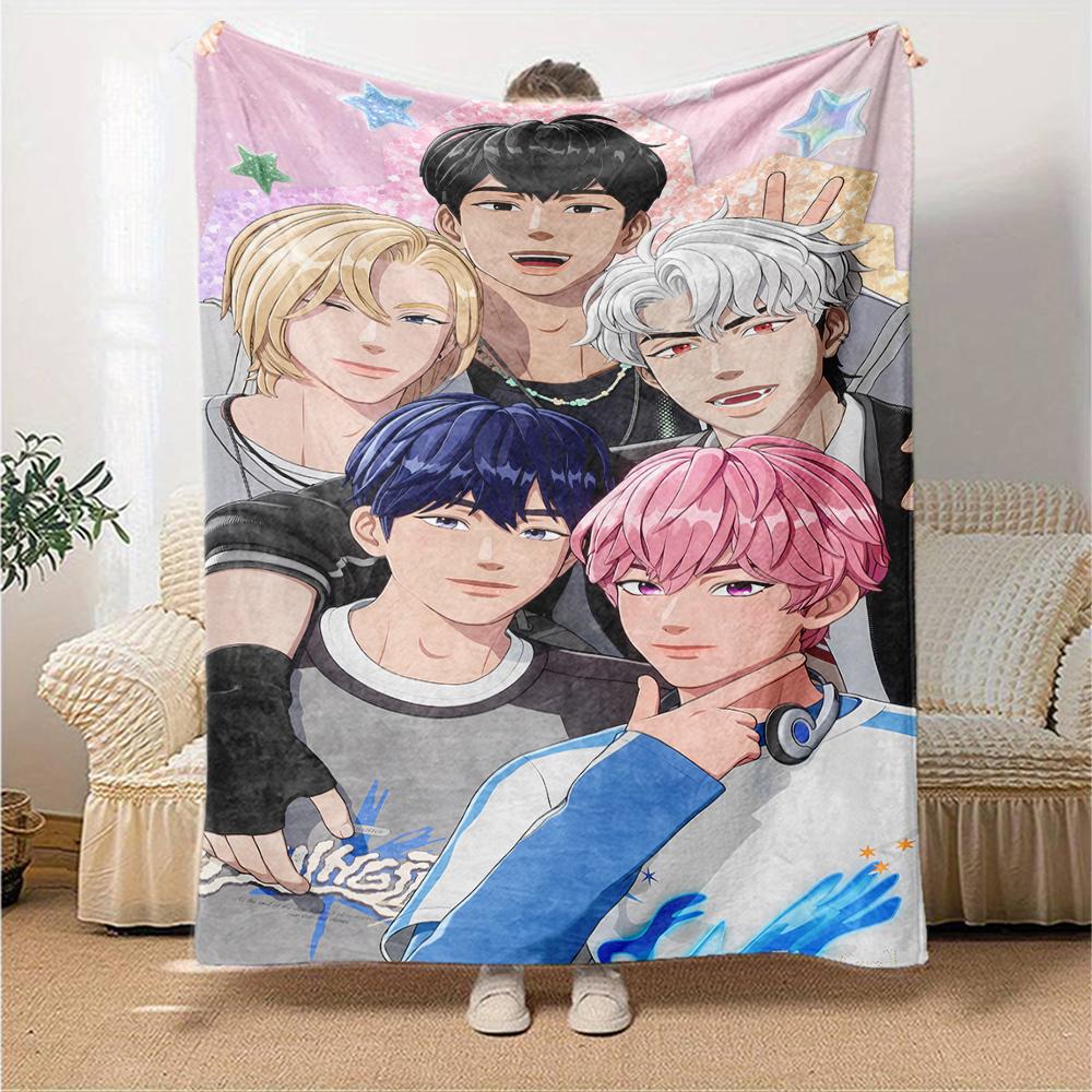 1pc Blanket - Kpopo Plave Print Design,Lightweight Blanket for Sofa,Bed- Soft &Warm,Gift for All Seasons