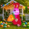 1,2M/4FT Frohe Ostern Aufblasbares Spielzeug Rosa Hase Dekoration Eingebaute LED-Lichter Modell Außenhof Gartenparty Requisiten Ornamente