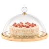 Round Cake Stand for Party Wooden Cake Holder with Acrylic Lid Dessert Display Stand for Butter Cheese Storage Wedding Decor