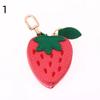 Mini Cherry Fruit Shape Coin Purse Strawberry Cute Pu Leather Pendant Korean Style Keychain Earphone Bag Mini Storage Bag