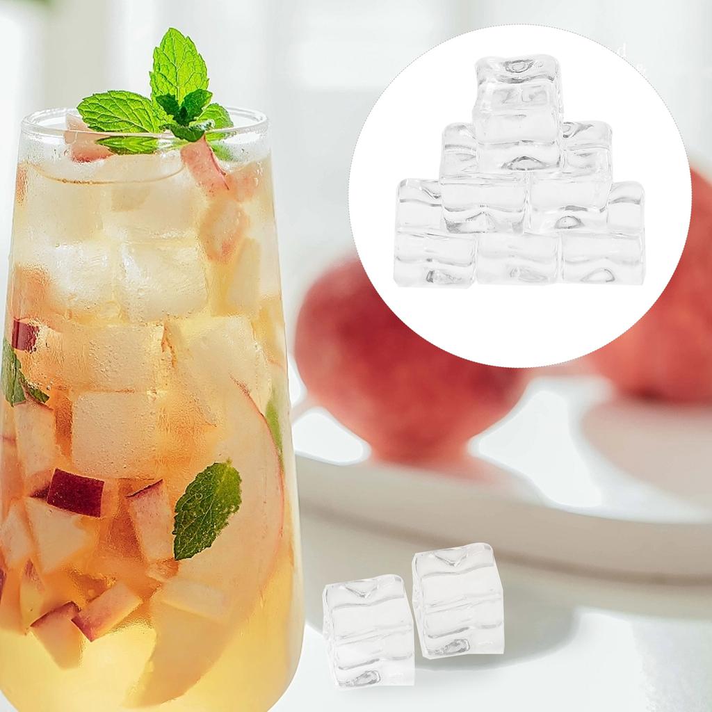 50PCS Transparente Kunststoff Eiswürfel Dekorative Kristall Stein Fotografie Requisiten Künstliche Eiswürfel Gefälschte Eiswürfel Künstliche