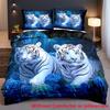 Blue Rose Tiger 3D Printed Duvet Cover Pillowcase Soft Bedding Accessories Home Polyester Decor Animal Theme Quilt Covers