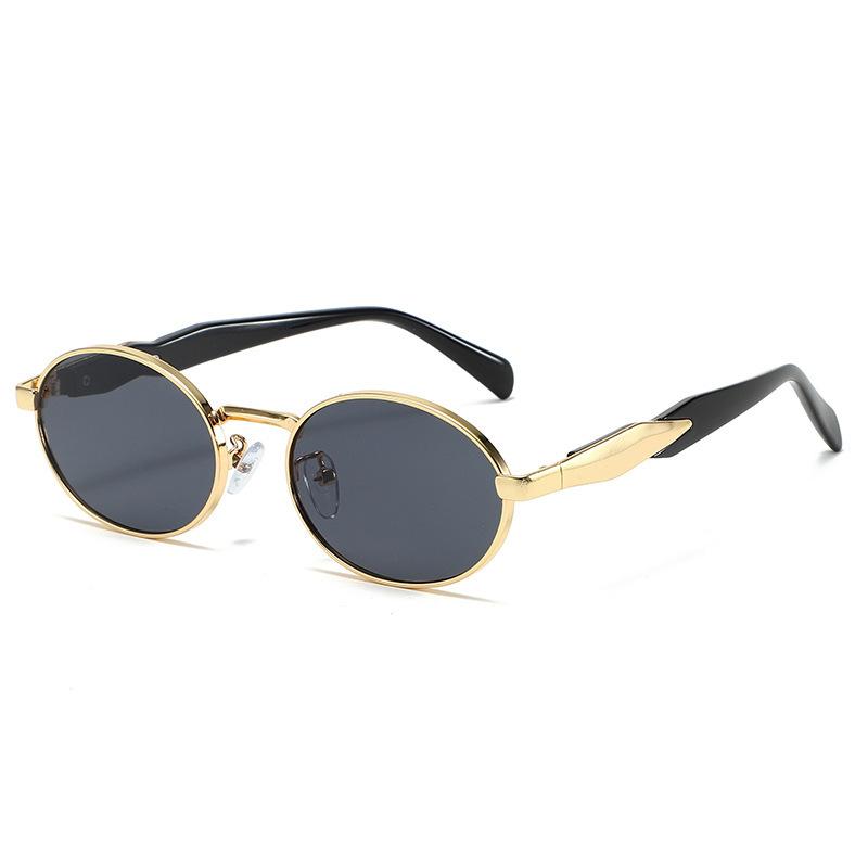 Vintage Round Sunglasses Silver Metal Frame Hollow Cutout Black Temple Solid Dark Lens Women Fashion Shades