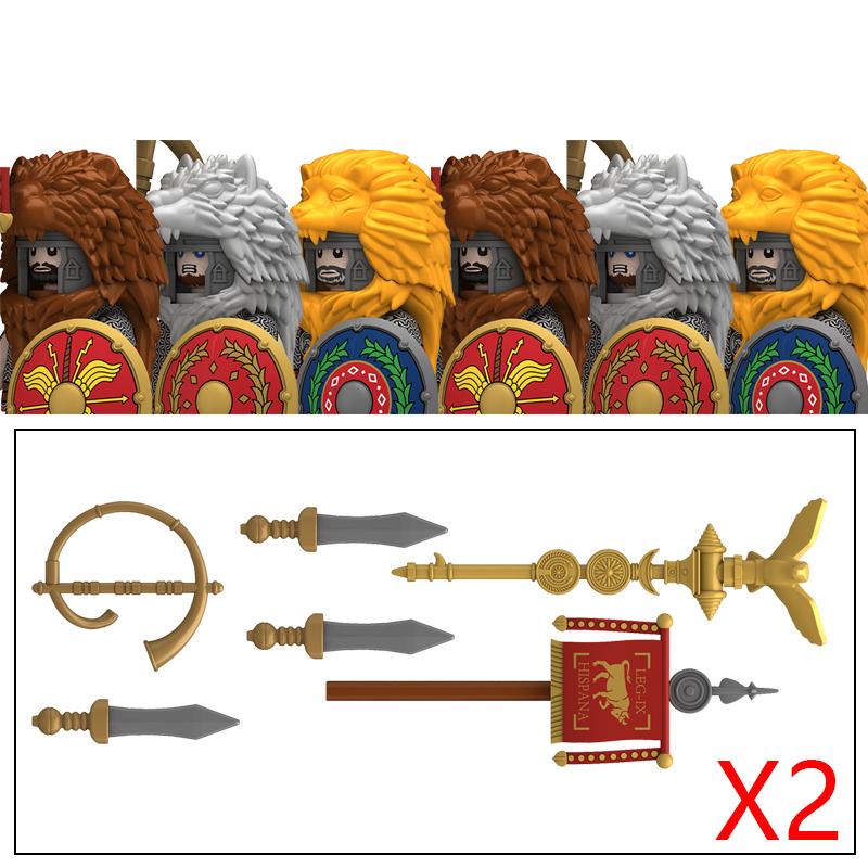 Middle Roman Series Building Blocks Castle Medieval Military Knight Soldier Figures Legion Army Warrior Shield Bricks Toys Gifts