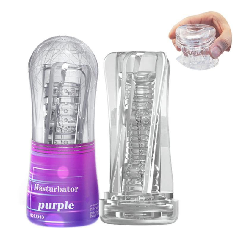 Silicone Aircraft Cup Penis Masturbation Cup for Men Vibration Blowjob Sucking Machine Transparent Soft Pussy Adult Sex Toy