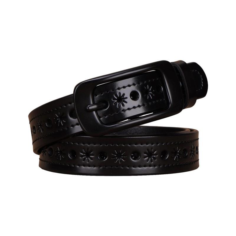 Womens Genuine Leather Belt With Pin Buckle Adjustable No-Hole Design Retro Chic Waistband Jeans Dresses