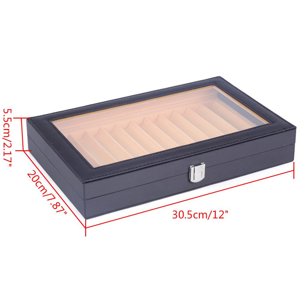 12 Slots Fountain Pen Storage Box, Wooden Pen Display Organizer with PU Leather Cover, Collector Case  for Writing Enthusiasts
