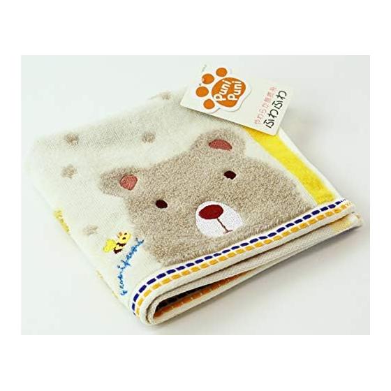 Uchino Hand Towel, Ivory, Bear, Approx. 34x35cm, Mochipuni Guest Towel, 9004G704 I, Cute Animals, Steam Shearing, Muji-ori, Fluffy, Chewy, Humorous,
