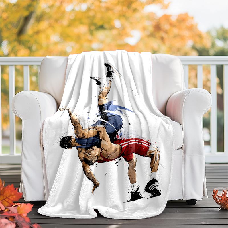 wrestling Theme Printed Blanket - Perfect for Couch, Bed, Travel & Outdoor Use | Machine Washable, Cozy & Durable.