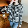 Checkered Autumn Fragrance Celebrity Style Coat for Women's Short Small Versatile Luxury and Elegant Style Thousand Bird Grid Red