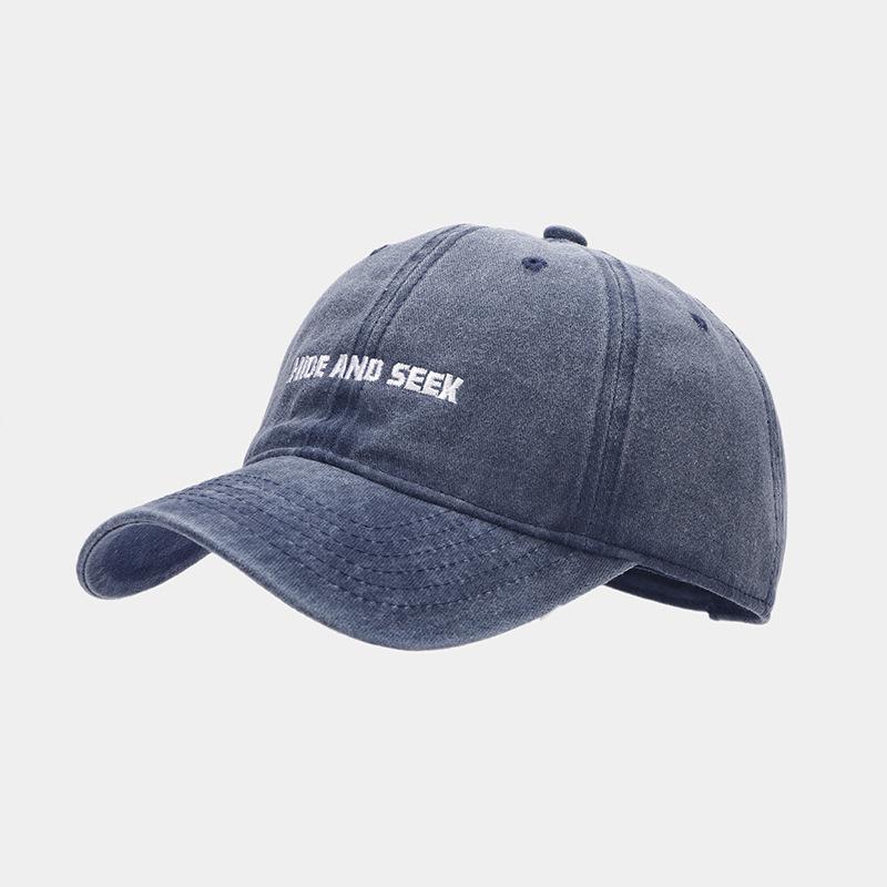 Summer Couple Simple Letter Embroidery Cap Trendy Hat Men and Women Street Retro Washed Cotton Old Baseball Cap