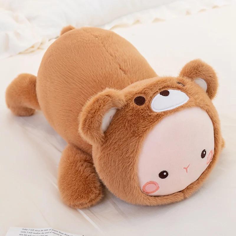 

Kawaii Bear Plush Toys Cozy Lying Prone Bear Pillow Wam Soft Sleeping Pillow Cartoon Baby Home Decor Children Birthday Gift 35cm