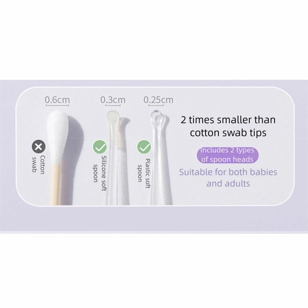 8X Magnifying Glass Luminous Ear Spoon 2 Soft Spoon USB Ear Cleaner LED Light Earpick Adults