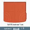 Ideal i8 Car Floor Mats Set - Black/Orange TPE, Fits 25 Models, Includes Trunk Mat.
