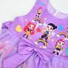 82993 Kid Girls Kpop Demon Hunters Sleeveless Bow Mesh Dress
